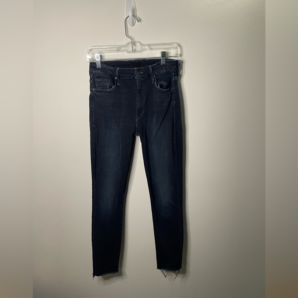 Mother The High Waisted Looker Ankle Fray Jeans in Last Call Wash